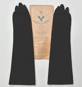 Guantes de nailon negros Soufflé VAN RAALTE Mid-Century nuevos de stock, talla 6 - Imagen 1 de 7
