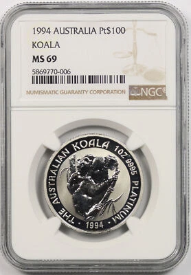 1994 Australia Koala Platinum Pt $100 MS 69 NGC - Image 1 of 4