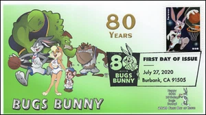 20-215, 2020, SC 5495, Bugs Bunny, First Day Cover, Pictorial Postmark, 80th Ann - Picture 1 of 1