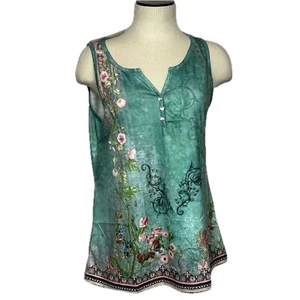 Disamer Women's M Sleeveless Tank Rhinestone Buttons Classic Style BoHo - Picture 1 of 9