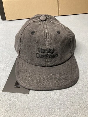 NWT HARLEY DAVIDSON Hat Black Denim Baseball Ball Cap Adult One Size 100% Cotton - Image 1 of 4
