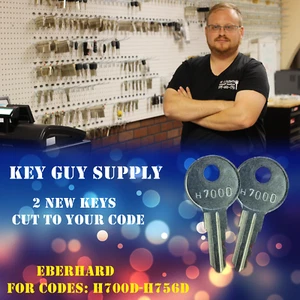 H700D-H756D, Pair Of keys for Eberhard Tool Box Locks, Cut to Code. Locksmith.