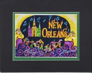 NEW ORLEANS ARTIST Jamie Hayes, MARDI GRAS, 2nd LINE PARADE, MOON - Picture 1 of 1