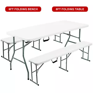 6FT CATERING CAMPING HEAVY DUTY FOLDING TRESTLE TABLE PICNIC BBQ PARTY BENCH - Picture 1 of 30