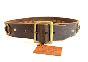 Joed Dark Brown Brass Rings Leather Belt Size 34 NWT. - Picture 1 of 11