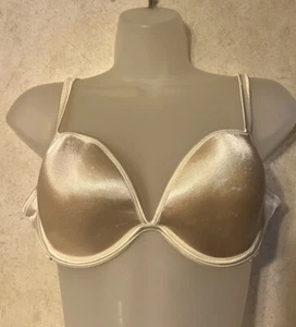 Sujetador con aros vintage Cabernet marfil blanco satinado ligeramente forrado talla 36C - Imagen 1 de 6