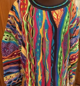 Vintage Coogi Sweater Australia Medium Rainbow Turtleneck 100% Mercerized Cotton - Picture 1 of 7