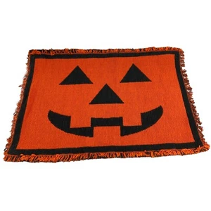 Halloween Placemats Pumpkin Jack-O-Lantern Tapestry Reversible Fringed_Lot of 6 - Picture 1 of 6