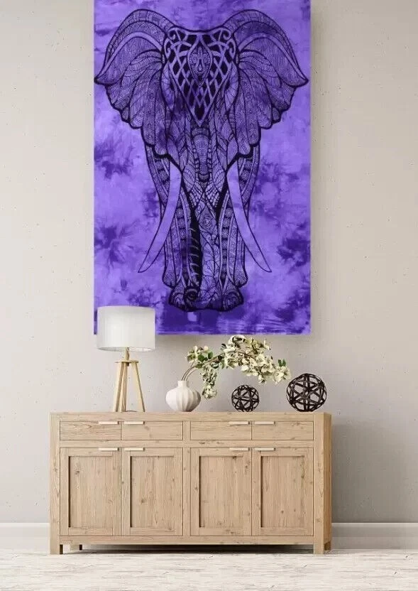 Big Elephant Wall Art Cotton Hippie Indian Mandala Wall Hanging Tapestry Poster - Image 1 of 2