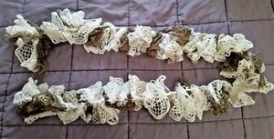 Handmade Traditional Womens Long White/Brown/Tan/Silver Scarf Soft Ruffle 59" - Picture 1 of 5