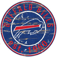 24" NFL Buffalo Bills Round Distressed Sign Home Decor Woman Man Cave Game Room