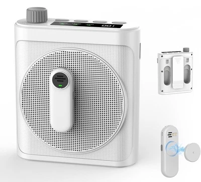 Amplificador de Voz Inalámbrico con 2 Micrófonos Lavalier Magnéticos-Bluetooth-Nuevo Caja Abierta-Blanco Foto 1 de 4
