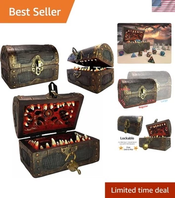 Elegant Lockable Dice Chest for Dungeons & Dragons - 4 Polyhedral Set Holder - Image 1 of 4