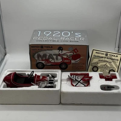 VTG 2001 MATCO TOOLS 1920S PEDAL RACER COIN BANK DIE CAST CAR CROWN PDLCAR01 - Image 1 of 4