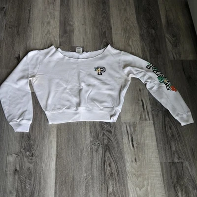 Victoria's Secret ROSA Mujer Sudadera Blanca Flores Fuera del Hombro Talla XS Foto 1 de 4