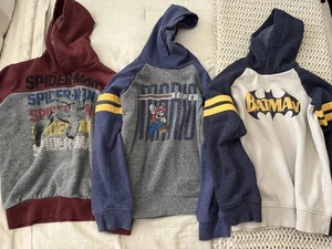 Sonoma Lot 3 Boys Size 8 BATMAN, SPIDERMAN, MARIO Hooded Long Sleeve Sweatshirt - Picture 1 of 5