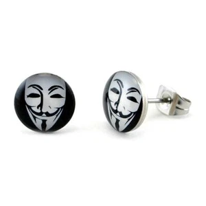 EDELSTAHL OHRSTECKER GUY FAWKES 10mm V für Vendetta Anonymous Occupy - Bild 1 von 4