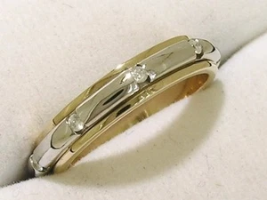 R072 - Banda de boda de diamantes naturales de oro sólido giratorio de 9 quilates talla M - Imagen 1 de 3
