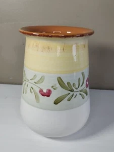Italy Yellow Floral Utensil Holder Vase Hand Crafted Painted - Home by Bizzirri - Picture 1 of 11