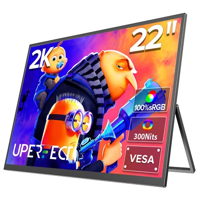 Portable Monitor 22" 2560x1440 Gaming Monitor Laptop Screen Extender USB C HDMI - Image 1 of 4