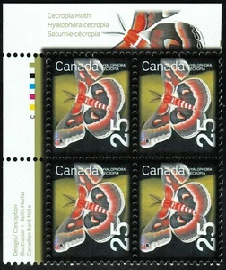 Canada sc#2238ii Beneficial Insects: Cecropia Moth, White Gum, UL Block, Mint-NH - Picture 1 of 2