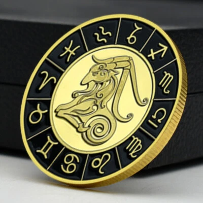 12星座镀金硬币摩羯座纪念奖章挑战硬币 — 第 1/4 张图片
