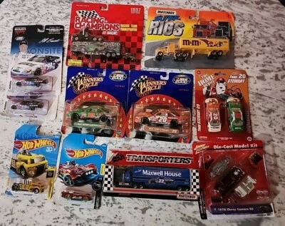 Lot Of 11 Nascar Hot Wheels Matchbox Stewart Labonte Die-cast Cars Transporters - Image 1 of 4