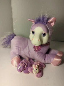 Jazzy The Purple Pony Surprise & 2 Babies Plush Horse And Ponies Starburst Pink - Picture 1 of 10