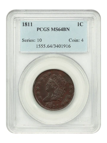 1811 1C PCGS MS64BN Cover