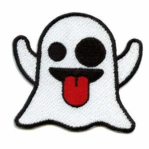 Ghost Emoji Embroidered Iron On Patch - Picture 1 of 2