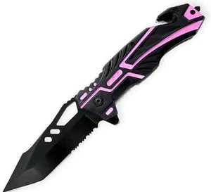 Spring Assisted Blade Tiger-USA PINK & Black - Picture 1 of 2