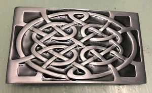 RECTANGULAR CELTIC BELT BUCKLE FINE PEWTER APPROX. 3 3/8" X 1 7/8" - Picture 1 of 2