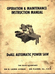 DO-ALL AUTOMATIC POWER SAW OPERATION & MAINTENANCE INSTRUCTION MANUAL & REPLACEM - Picture 1 of 1