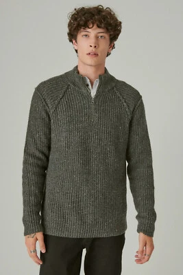 Suéter Pullover LUCKY BRAND Gris Jaspeado Tweed Grueso Tejido Cuello Simulado NUEVO Mediano Foto 1 de 2