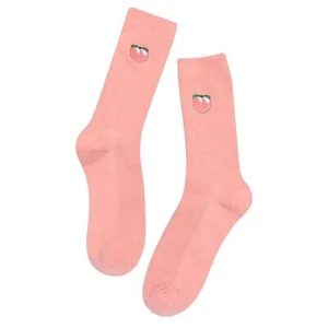 Ladies Girls Socks 5 Pairs UK Adult Size 4-8 Peach Colour with Peach Design - Picture 1 of 3
