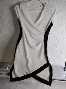 White And Black Short Sleeve Mini Dress Unbranded  - Picture 1 of 10
