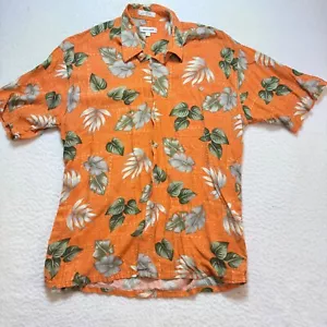Pierre Cardin mens shirt large Tropical Hawaiian Floral Print orange - Picture 1 of 5