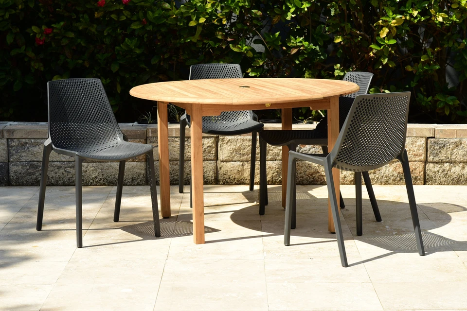 Conjunto de jantar ao ar livre Amazonia Gipcy 5 peças | Teca | Cadeiras cinza - Imagem 1 de 4