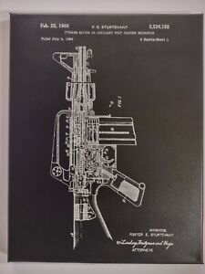 M16 1966 Patent Laser Engraved - Military Army Gun Wall Art Decor 11"x14"