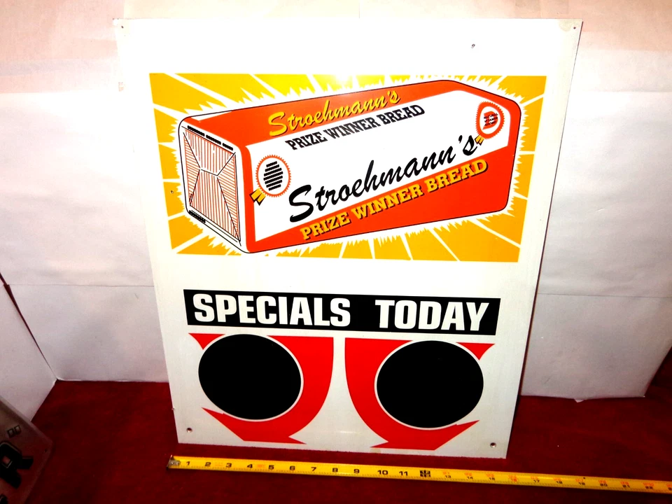 16 x 19 in STROEHMANN`S PRIZE WINNER BREAD ADVERTISING SIGN THIN METAL  - C 61 - Image 1 of 4