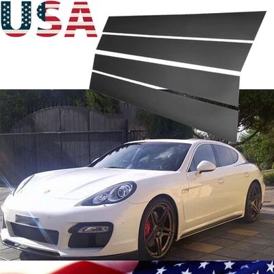 Tira de cubierta de puerta de ventana para Porsche Panamera 09-14 negro moldura de poste de pilar  Foto 1 de 4