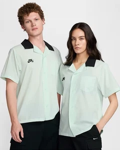 Size XL- Nike SB Short-Sleeve Button-Up Skate Bowler Shirt, Barely Green/Black. - Picture 1 of 9