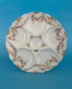 Haviland Limoges France Varenne Oyster Plate(s) Pink Floral Gilt Schleiger 145 - Picture 1 of 12