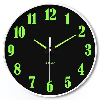 Reloj de pared luminoso negro 8-12 pulgadas para decoración de salón y dormitorio Foto 1 de 4
