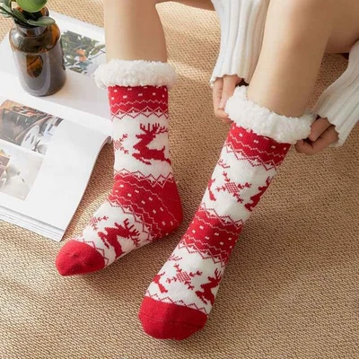 Mujeres Navidad Festivo Zapatilla Calcetines Niñas Invierno Cálido Acogedor Damas Estampado de Hadas Foto 1 de 4
