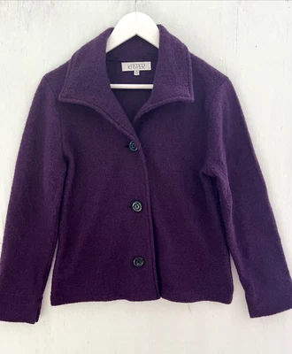 KASPER Purple Button up Boiled Wool Knit Blazer Jacket Lightweight Size M - Image 1 of 4