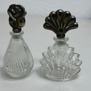 Set 2 Vintage International Silver Company Perfume Bottles Silver Plated Toppers - Picture 1 of 14
