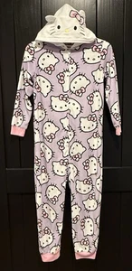 Hello Kitty Pajama One-Piece Sleeper / Costume - w/Hoodie - Purple - Girl's 7/8 - Picture 1 of 9