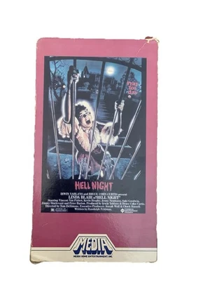 Hell Night VHS Cassette Tape Horror Linda Blair Red Slipcover Edition “has Mold” - Image 1 of 4