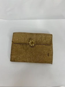 Vintage Gold Metal Mesh Clutch Purse w/ Mirror 5.5 In x 4 In Rare Find! - Picture 1 of 9